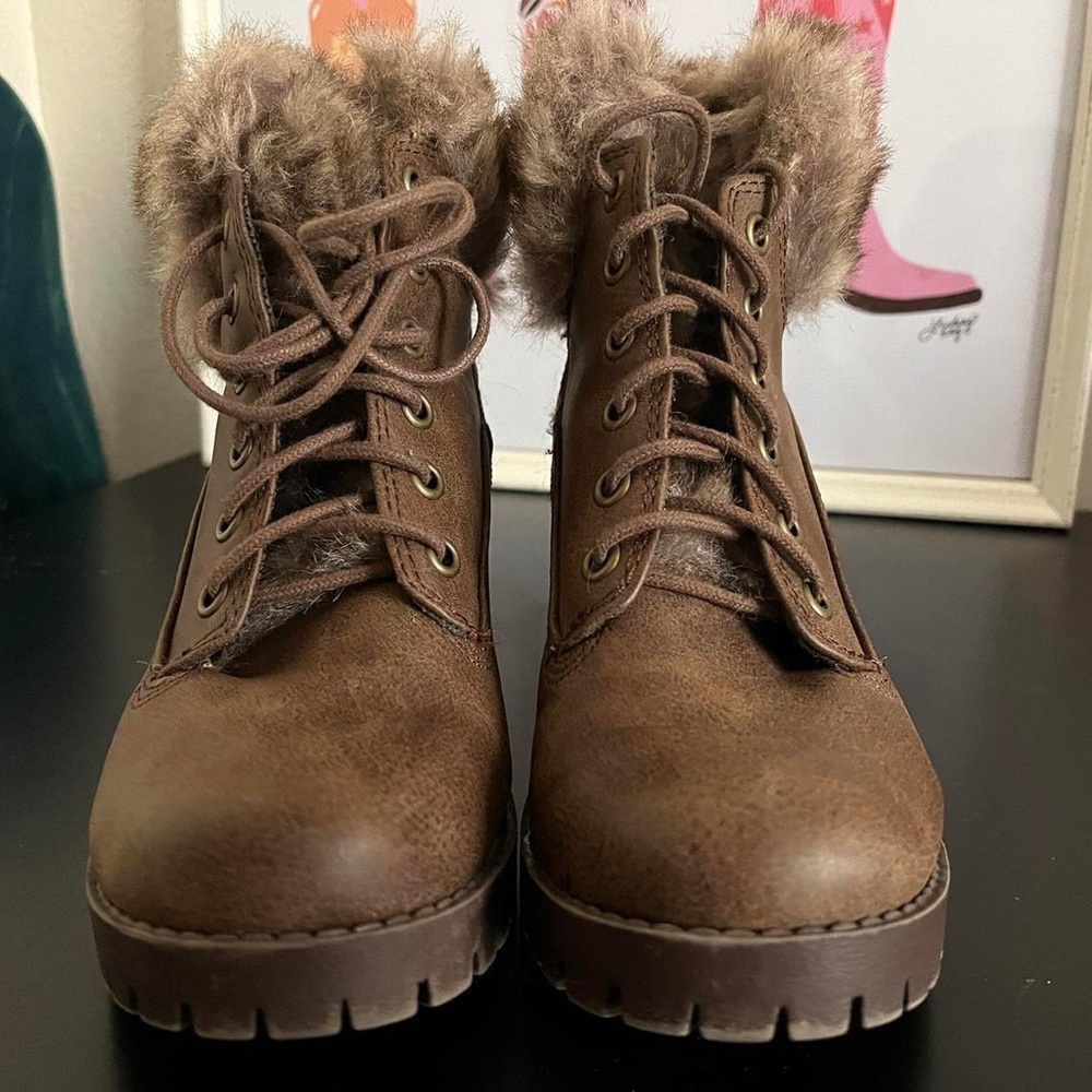 Brown Fur Heeled Boots